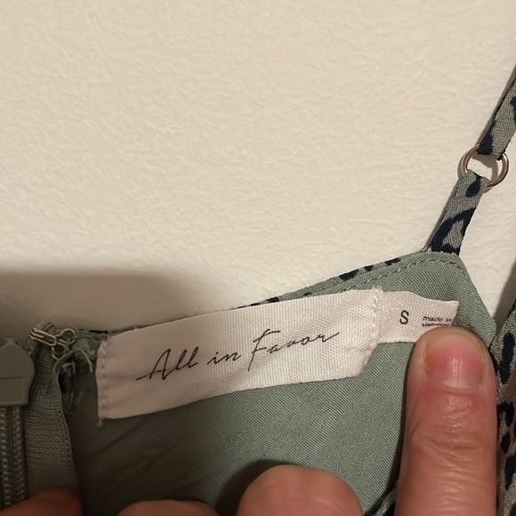 Leopard Mini Dress Small Ruffle Neutral Boho All In Favor Green Edgy Animal - Picture 5 of 13